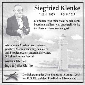 Traueranzeige von Siegfried Klenke von Westfalen-Blatt