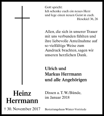 Traueranzeige von Heinz Herrmann von Westfalen-Blatt