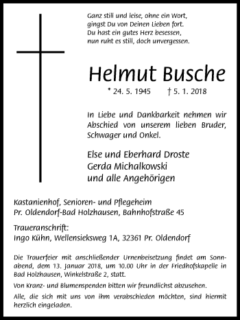 Traueranzeige von Helmut Busche von Westfalen-Blatt