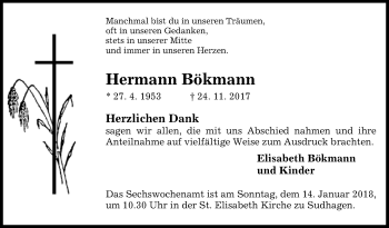 Traueranzeige von Hermann Bökmann von Westfalen-Blatt