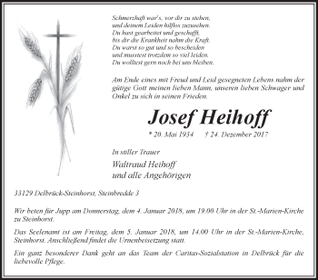 Traueranzeige von Josef Heihoff von Westfalen-Blatt