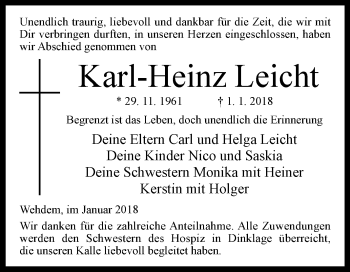 Traueranzeige von Karl-Heinz Leicht von Westfalen-Blatt