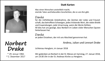 Traueranzeige von Norbert Drake von Westfalen-Blatt