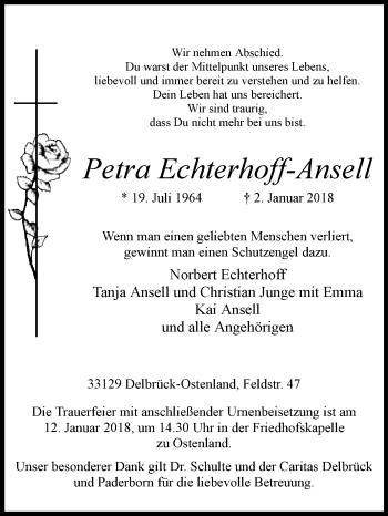 Traueranzeige von Petra Echterhoff-Ansell von Westfalen-Blatt