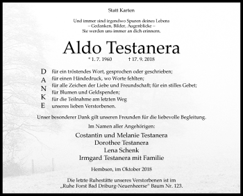 Traueranzeige von Aldo Testanera von Westfalen-Blatt