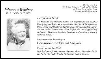 Traueranzeige von Johannes Wächter von Westfalen-Blatt