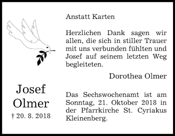 Traueranzeige von Josef Olmer von Westfalen-Blatt