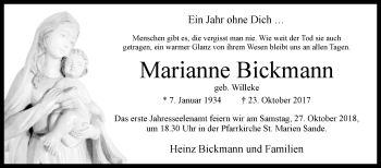 Traueranzeige von Marianne Bickmann von Westfalen-Blatt