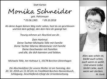 Traueranzeige von Monika Schneider von Westfalen-Blatt