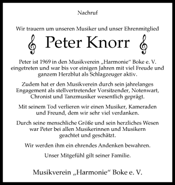 Traueranzeige von Peter Knorr von Westfalen-Blatt