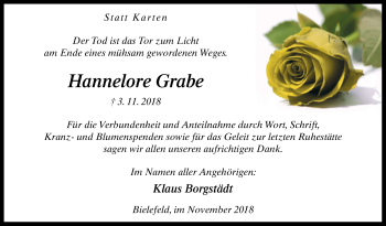 Traueranzeige von Hannelore Grabe von Westfalen-Blatt