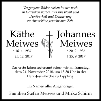 Traueranzeige von Käthe und Johannes Meiwes von Westfalen-Blatt