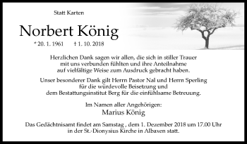 Traueranzeige von Norbert König von Westfalen-Blatt