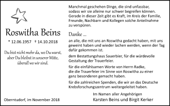 Traueranzeige von Roswitha Beins von Westfalen-Blatt