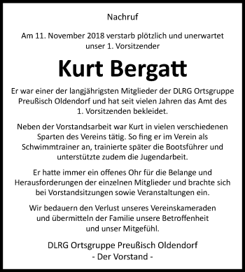 Traueranzeige von Kurt Bergatt von Westfalen-Blatt