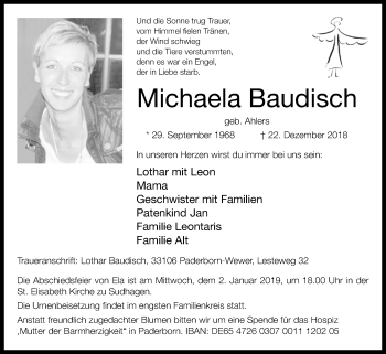 Traueranzeige von Michaela Baudisch von Westfalen-Blatt