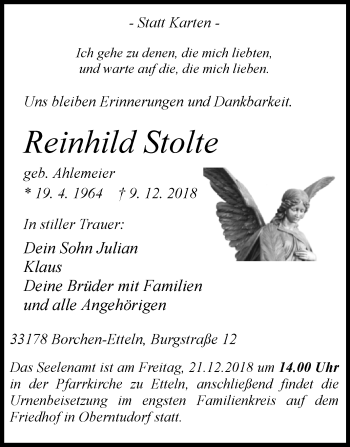 Traueranzeige von Reinhild Stolte von Westfalen-Blatt