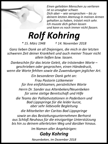 Traueranzeige von Rolf Kohring von Westfalen-Blatt