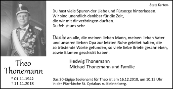 Traueranzeige von Theo Thonemann von Westfalen-Blatt