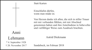 Traueranzeige von Anni Lehmann von Westfalen-Blatt