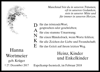 Traueranzeige von Hanna Wortmeier von Westfalen-Blatt