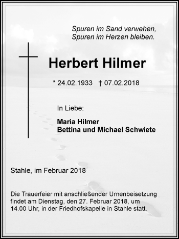 Traueranzeige von Herbert Hilmer von Westfalen-Blatt