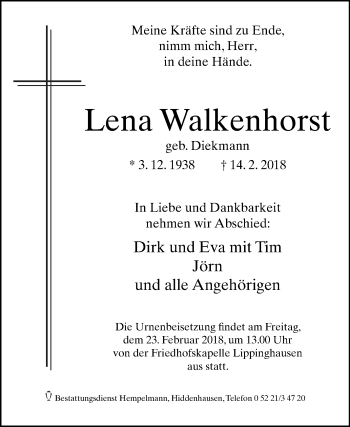 Traueranzeige von Lena Walkenhorst von Westfalen-Blatt