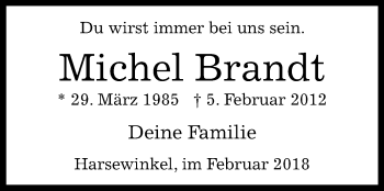 Traueranzeige von Michel Brandt von Westfalen-Blatt