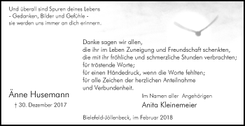 Traueranzeige von Änne Husemann von Westfalen-Blatt