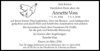 Traueranzeige von Annette Voss von Westfalen-Blatt