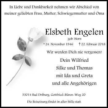 Traueranzeige von Elsbeth Engelen von Westfalen-Blatt