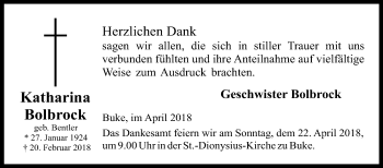 Traueranzeige von Katharina Bolbrock von Westfalen-Blatt