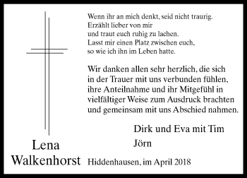 Traueranzeige von Lena Walkenhorst von Westfalen-Blatt