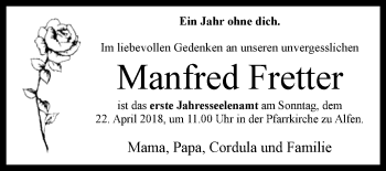 Traueranzeige von Manfred Fretter von Westfalen-Blatt