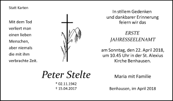 Traueranzeige von Peter Stelte von Westfalen-Blatt