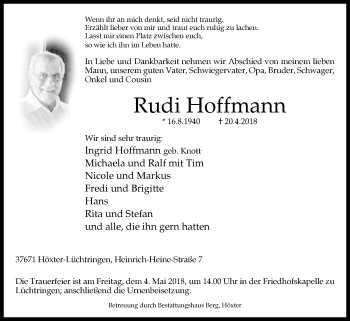 Traueranzeige von Rudi Hoffmann von Westfalen-Blatt