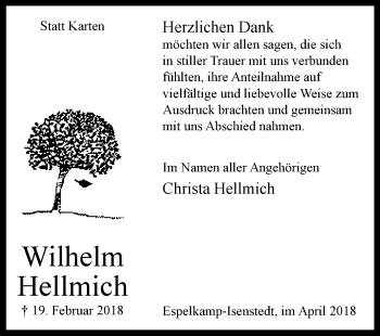 Traueranzeige von Wilhelm Hellmich von Westfalen-Blatt