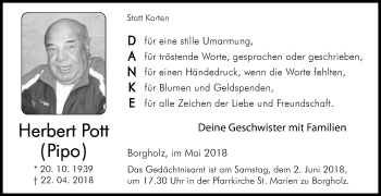 Traueranzeige von Herbert Pott von Westfalen-Blatt