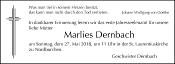 Traueranzeige von Marlies Dernbach von Westfalen-Blatt