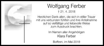 Traueranzeige von Wolfgang Ferber von Westfalen-Blatt