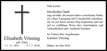 Traueranzeige von Elisabeth Vössing von Westfalen-Blatt