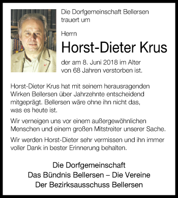 Traueranzeige von Horst-Dieter Krus von Westfalen-Blatt