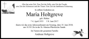 Traueranzeige von Maria Holtgreve von Westfalen-Blatt