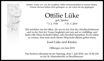 Traueranzeige von Ottilie Lüke von Westfalen-Blatt