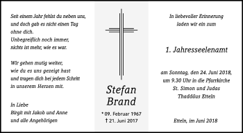 Traueranzeige von Stefan Brand von Westfalen-Blatt