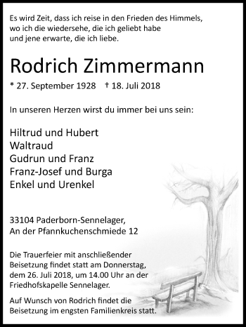 Traueranzeige von Rodrich Zimmermann von Westfalen-Blatt