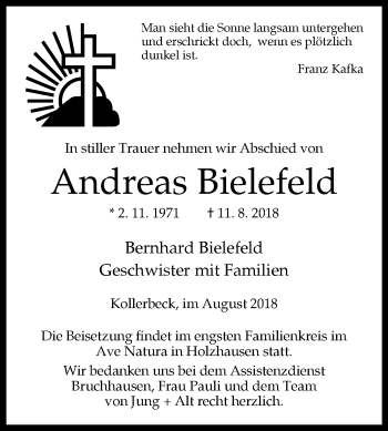 Traueranzeige von Andreas Bielefeld von Westfalen-Blatt