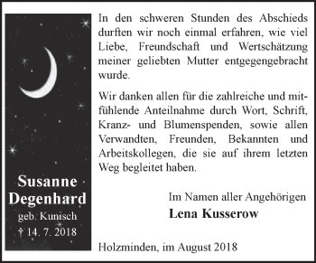 Traueranzeige von Susanne Degenhard von Westfalen-Blatt