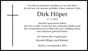 Traueranzeige von Dirk Höper von Westfalen-Blatt