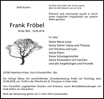 Traueranzeige von Frank Fröbel von Westfalen-Blatt